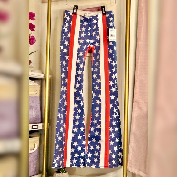 Free People Penny PullOn Stars Stripes Flare Jeans - Picture 5 of 5